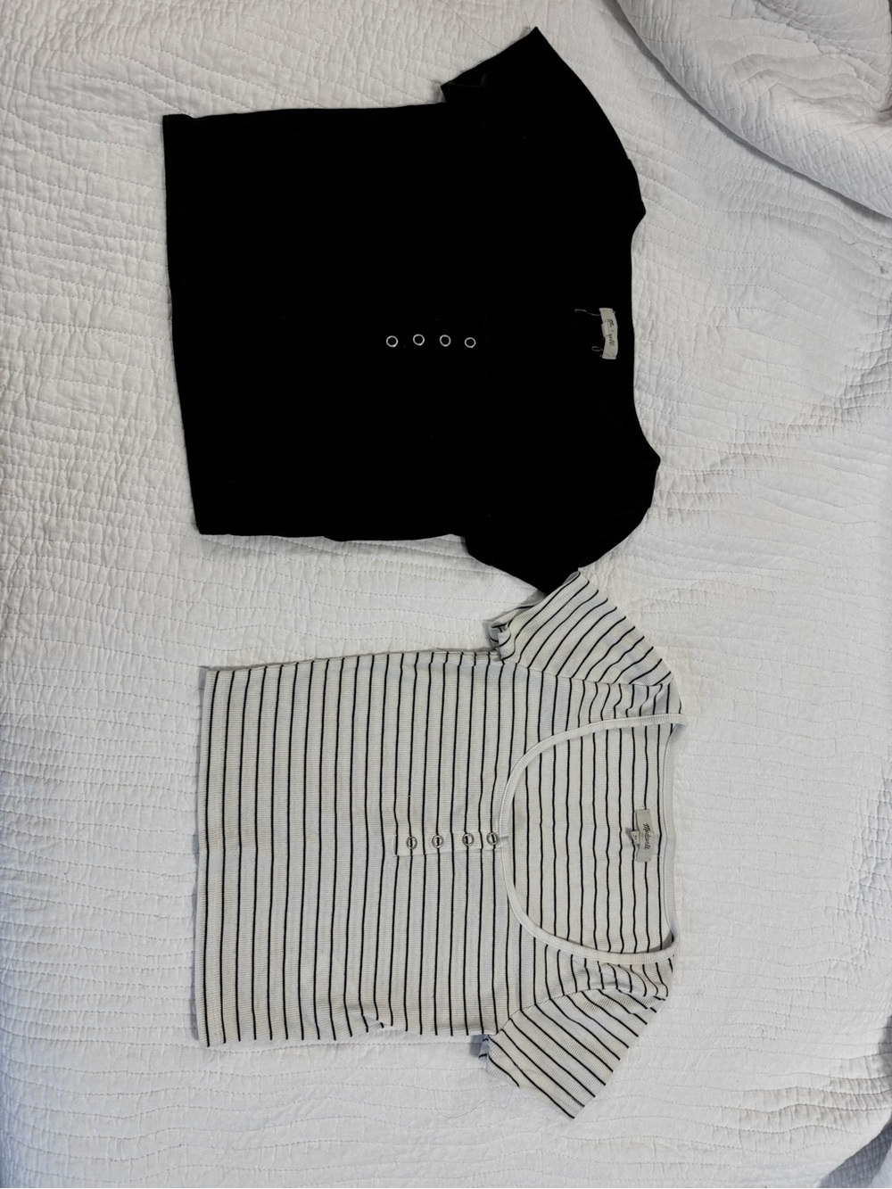 Madewell Black Crop Henley Top